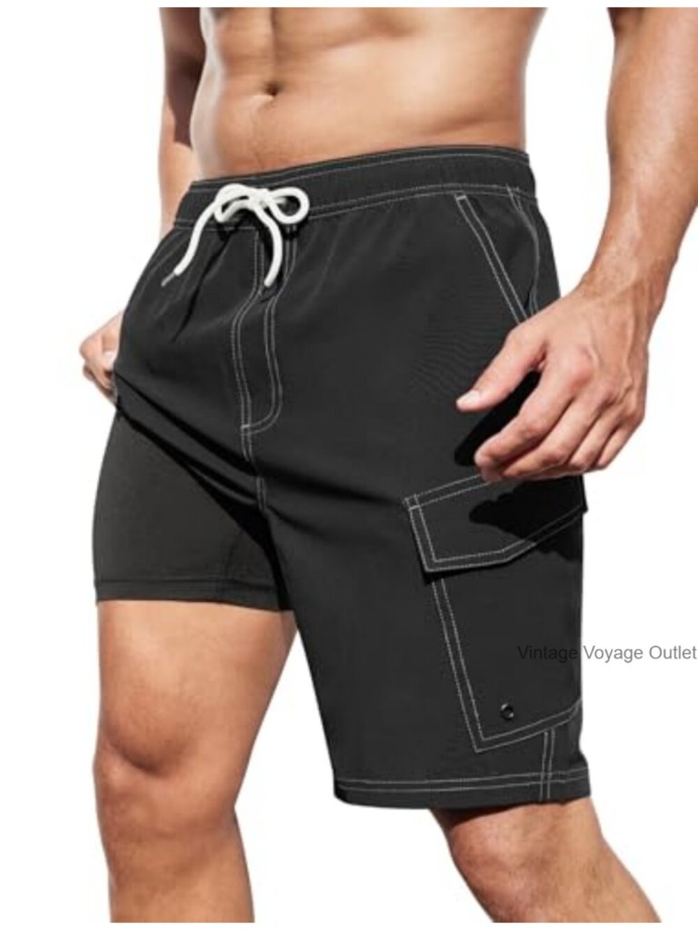 Men's Swim Trunks with Compression Liner Quick Dry Cargo Bathing Suits